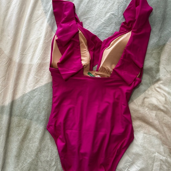 Vibrant Pink Ruffled Swimsuit - Picture 2 of 4